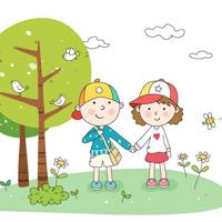 手拉手卡通图片