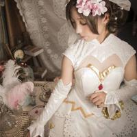 王者荣耀纯白花嫁cos没胸部