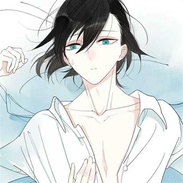 动漫男头 黑白 漫截 半身头像 攻×受 清新 纯色背景