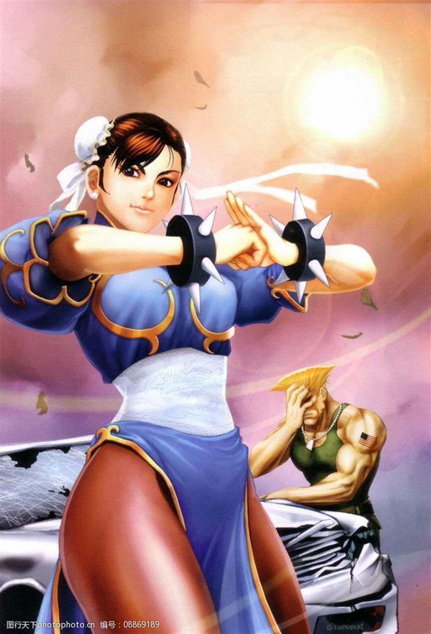 动漫人物 动漫 卡通 春丽 美女 街霸 战士 格斗 古烈 胜利 动漫游戏