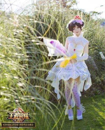 王者荣耀小乔纯白花嫁真人cos